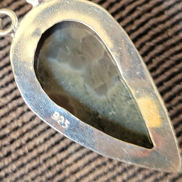 Elegant Green Stone Necklace. Natural Blue Green Ocean Jasper - Picture 2 of 6